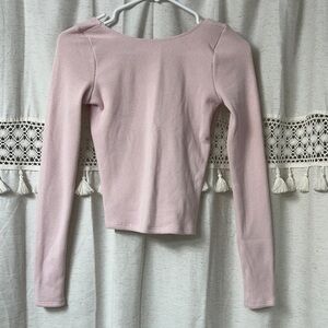 Gilly Hicks Ribbed Long Sleeve Top - Pale Pink
